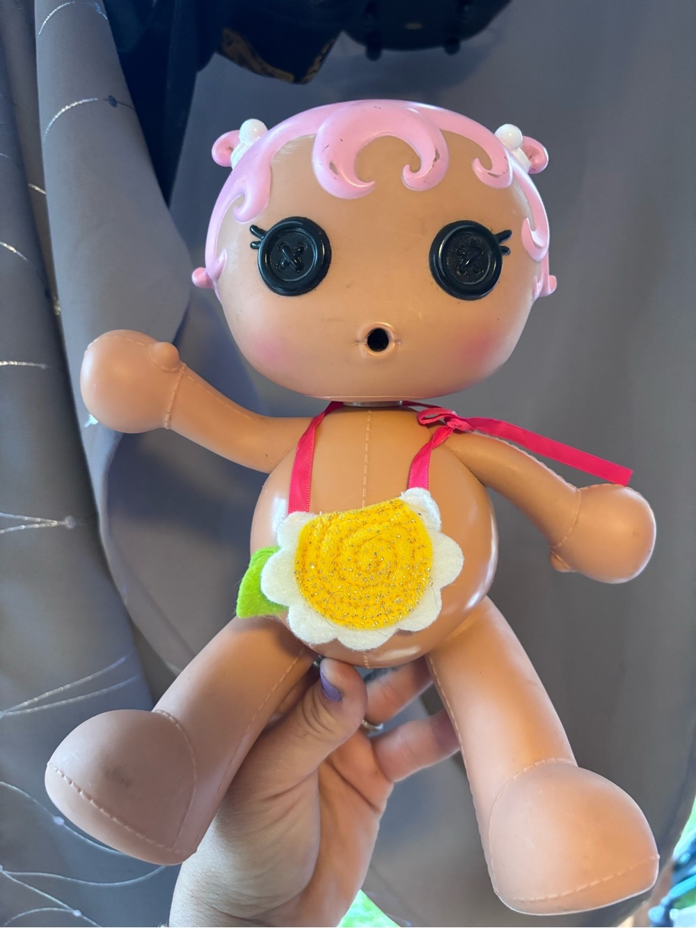 Lalaloopsy Pink-Haired Doll with Yellow Flower Pouch